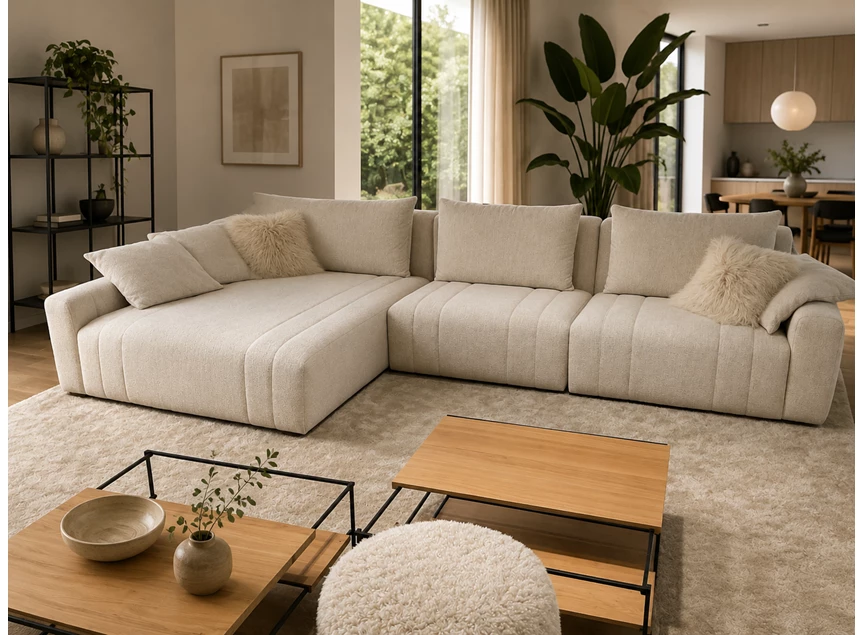Salon Xavio longchair bob stof beige Passe Partout