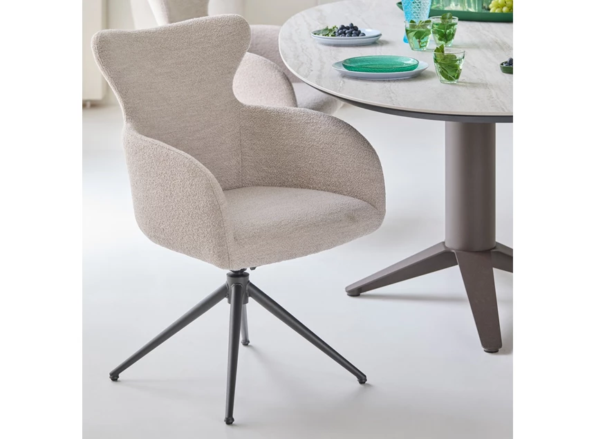 Kiepfunctie Sfeerfoto Armstoel Nio Statief stof beige Bert Plantagie