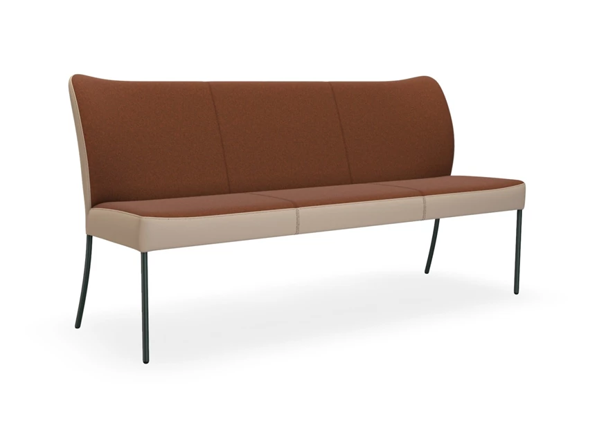 Eetkamerbank Monica combi leder beige stof roest Bert Plantagie