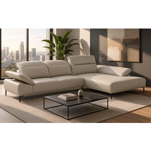 Moderne loft Salon Tavaroo brede longchair wit leder Willi Schillig