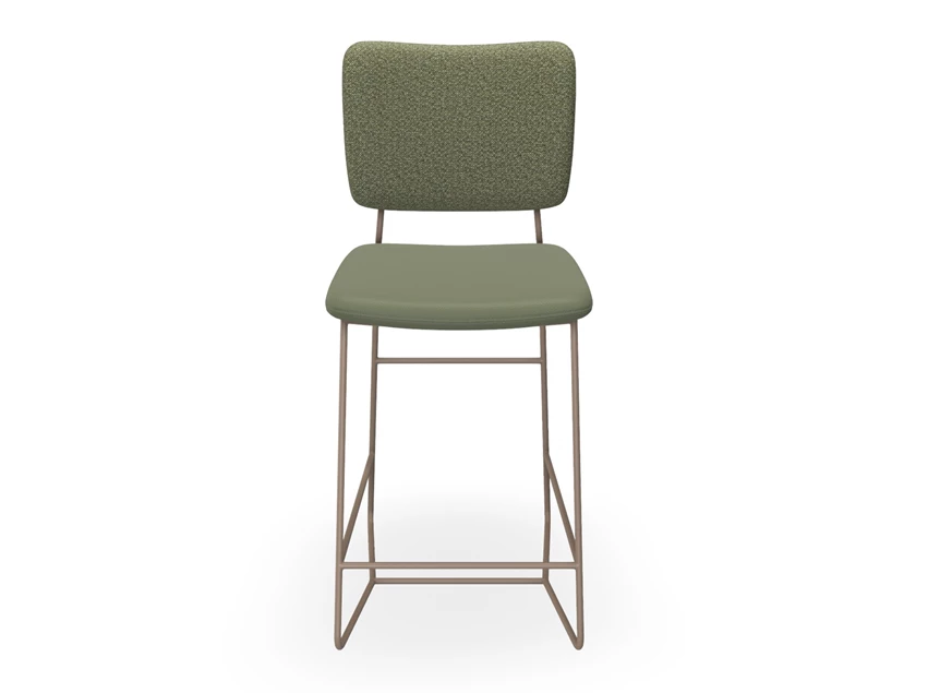 Front Barstoel Kiko K61 mix kunstleder en stof khaki Bert Plantagie