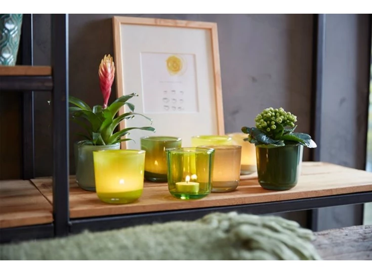 20797 B Living Theelichthouder Cooper Regular Groen/Transparant sfeer