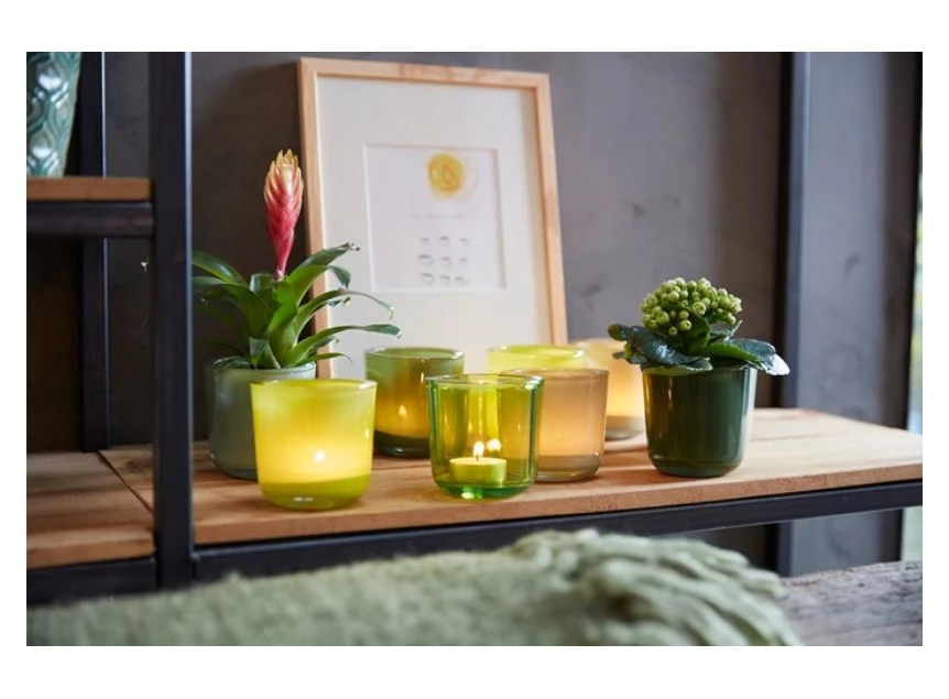 20797 B Living Theelichthouder Cooper Regular Groen/Transparant sfeer