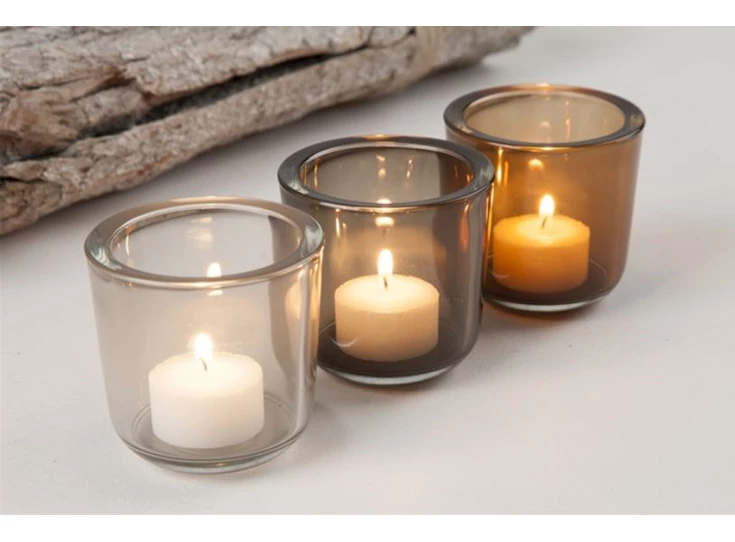 20783 B Living Theelicht Cooper Regular Donkerbruin/Transparant Kleurenpallet