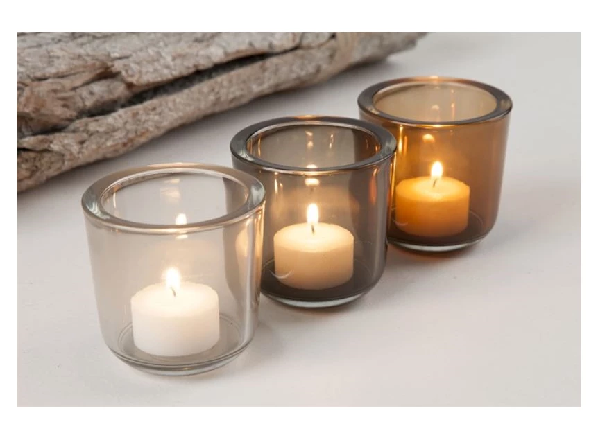 20783 B Living Theelicht Cooper Regular Donkerbruin/Transparant Kleurenpallet