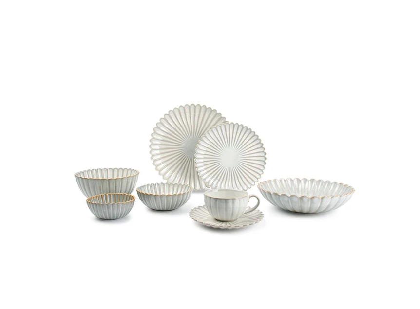 803525 Diep bord 22xH5cm nuance white Lotus set