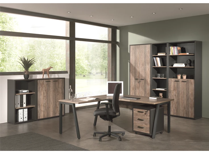 Neyt Bureaukast C Dossierkast hoog Pronto 2 deuren/open Zwart/Vintage Sfeer