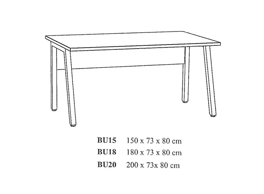 Neyt BU15 Bureautafel Pronto 200cm Zwart/Vintage Tekening