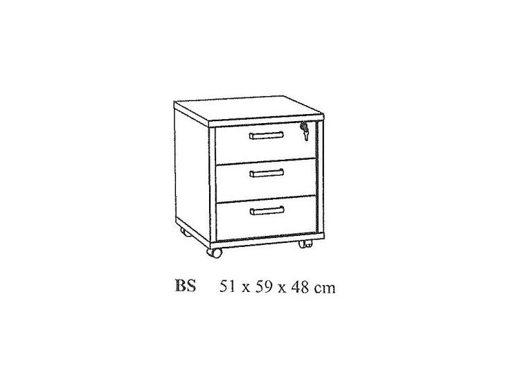 Neyt Bureaukast BS Container Pronto 3 laden Zwart/Vintage Tekening