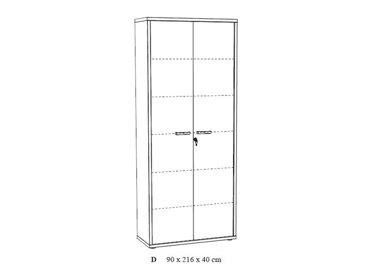 Neyt Bureaukast D Hoge dossierkast 2 deuren Capo Zwart/Kastanje Tekening