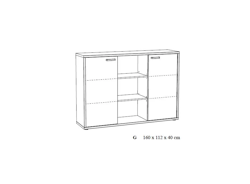 Neyt Bureaukast G Lage kast 2 dueren/3 vakken Golden oak Tekening