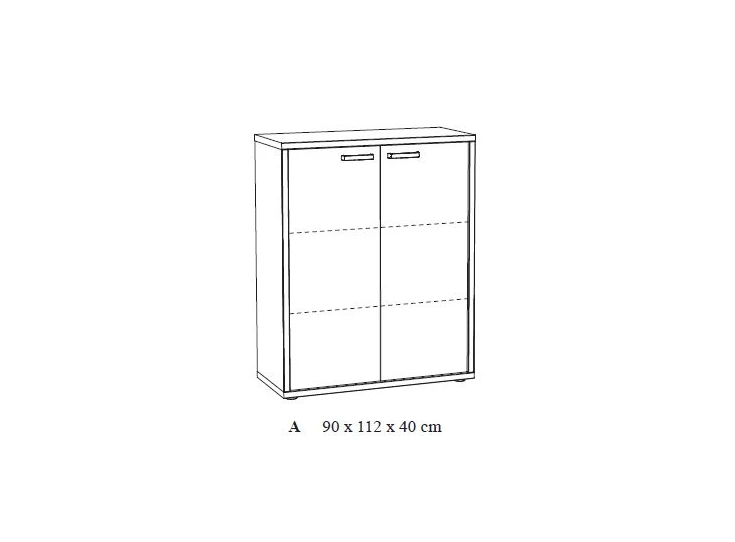 Neyt Capo A lage kast 2 deuren zwart/kastanje tekening