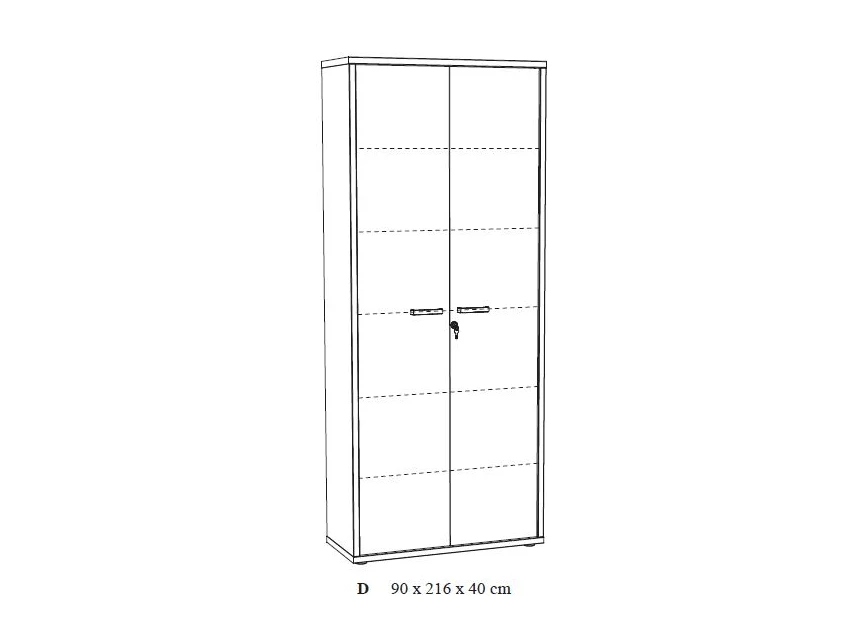 Neyt Bureaukast D Hoge kast 2 deuren Capo Golden oak Tekening