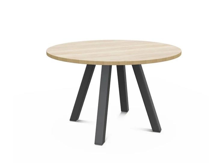 Veneto tafel Ø120cm halifax natuur eik tafelblad perfecta stockmodel zijaanzicht