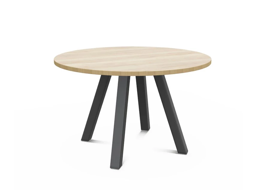 Veneto tafel Ø120cm halifax natuur eik tafelblad perfecta stockmodel zijaanzicht