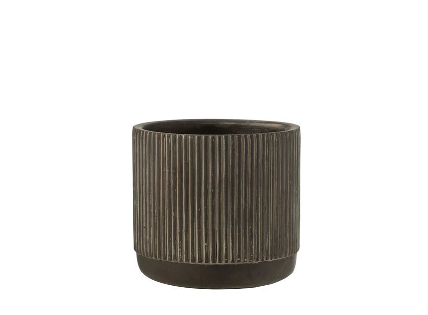 22727 J-Line Jolipa Bloempot Lijn Keramiek L Zwart/Bruin