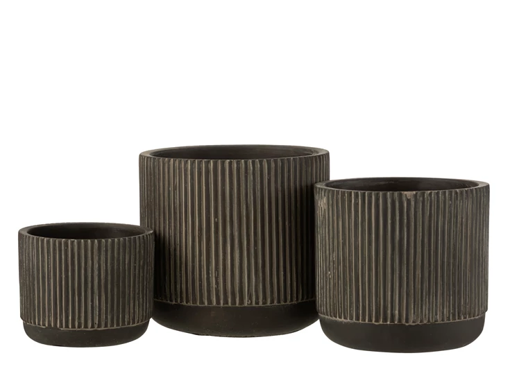 22727 J-Line Jolipa Bloempot Lijn Keramiek L Zwart/Bruin Collectie