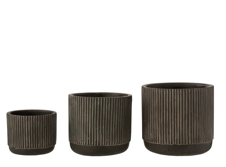 22727 J-Line Jolipa Bloempot Lijn Keramiek L Zwart/Bruin Collectie rij