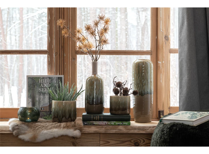 15306 J-Line Jolipa Bloempot Elise Keramiek S Beige/Bruin Sfeerbeeld