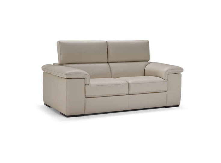 Canapé Solare B817 beige leder schuin vooraanzicht met opstaande hoofdsteunen