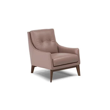 Fauteuil Amizia C011 bijzetzetel Natuzzi Editions beige leder op vier houten poten