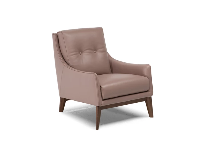 Fauteuil Amizia C011 bijzetzetel Natuzzi Editions beige leder op vier houten poten