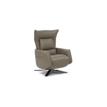 Relaxfauteuil Batticuore B889 schuin vooraanzicht taupe leder