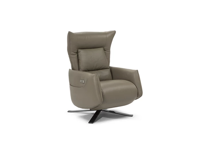 Relaxfauteuil Batticuore B889 schuin vooraanzicht taupe leder