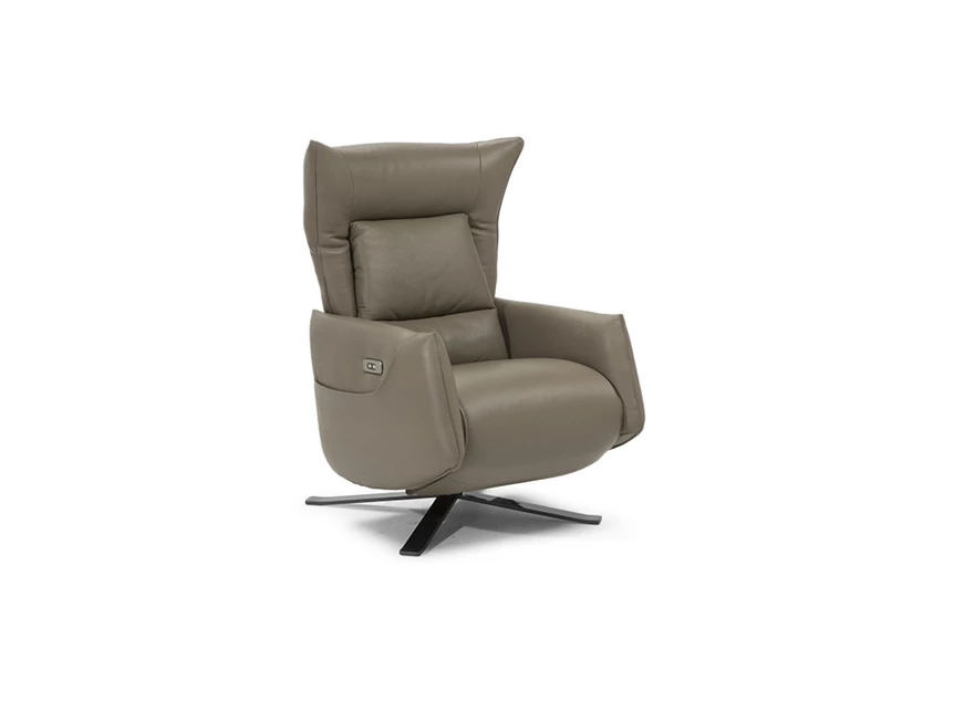 Relaxfauteuil Batticuore B889 schuin vooraanzicht taupe leder