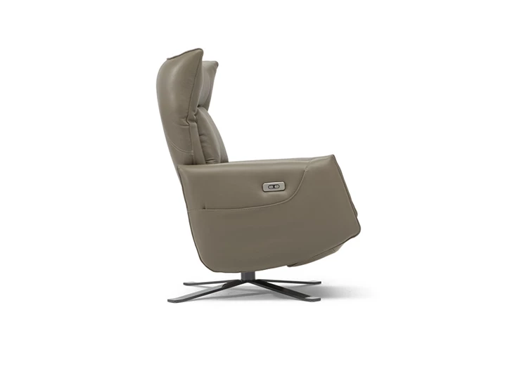 Relaxfauteuil Batticuore B889 zijkant taupe leder