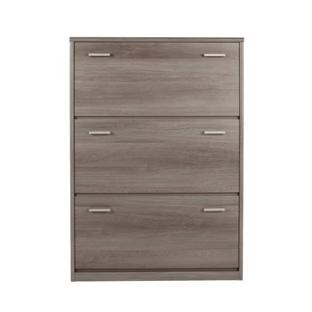 schoenenkast schoenkast zilvereik drie lades schuiven 87x123x36 strak