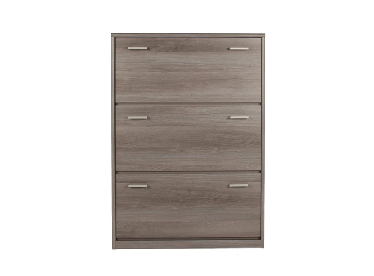 schoenenkast schoenkast zilvereik drie lades schuiven 87x123x36 strak