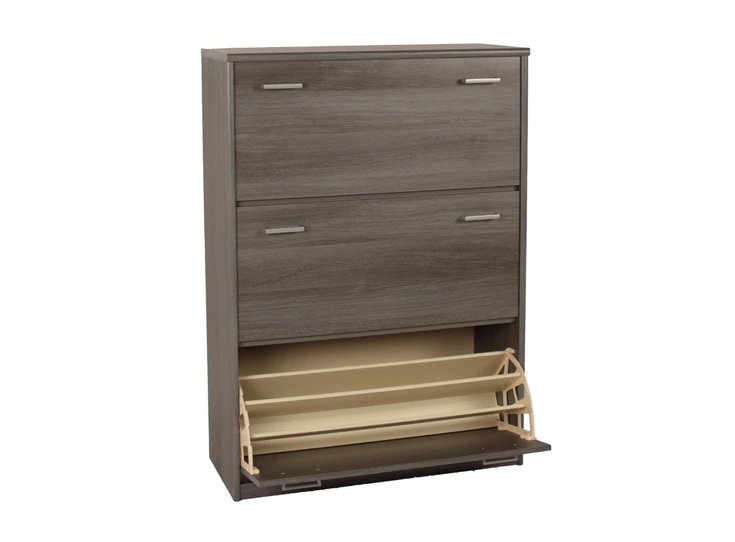 schoenenkast schoenkast zilvereik drie lades schuiven 87x123x36 strak