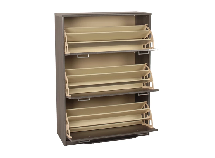 schoenenkast schoenkast zilvereik drie lades schuiven 87x123x36 strak