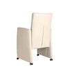 Achterkant Armstoel Evi leder beige op wielen De Toekomst