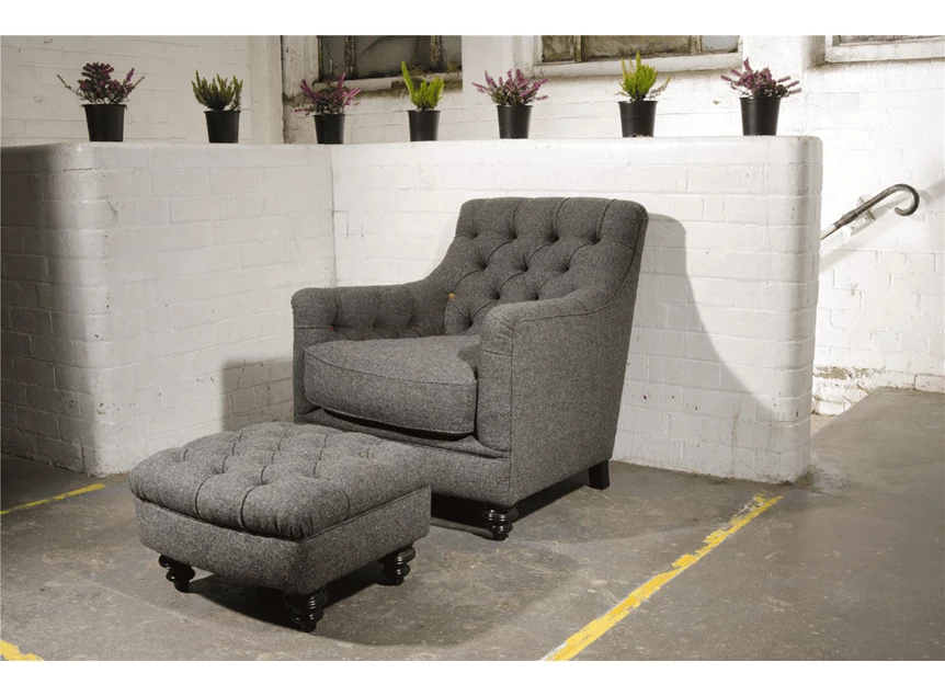 Fauteuil Glencoe met poef Tetred grijs