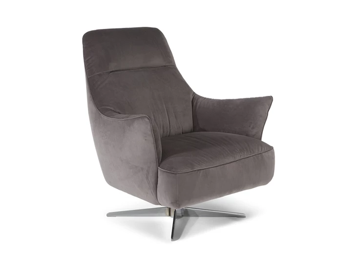 fauteuil Calma C056 Natuzzi Editions schuin draaistoel stof grijs