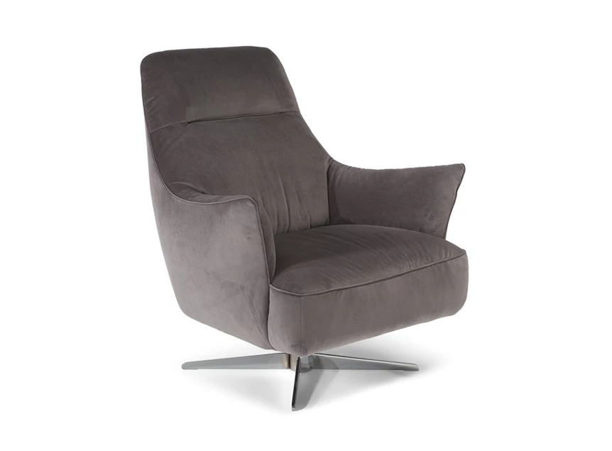 fauteuil Calma C056 Natuzzi Editions schuin draaistoel stof grijs