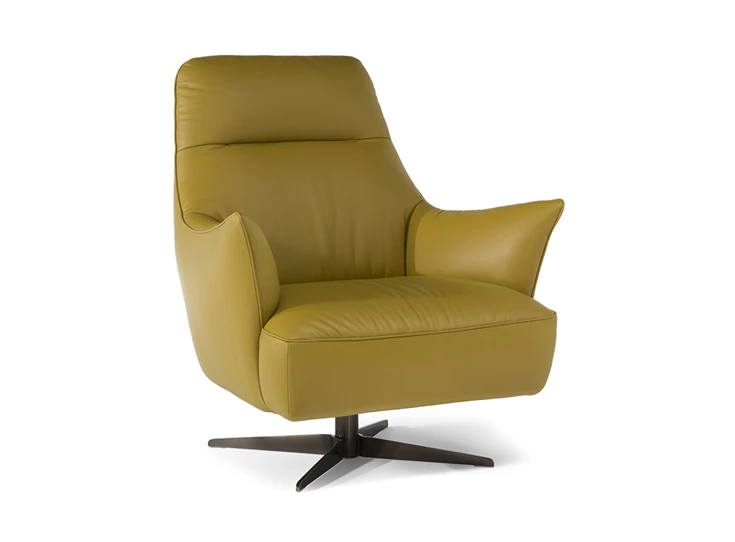 draaifauteuil Calma C056 Natuzzi Editions vooraanzicht draaistoel geel