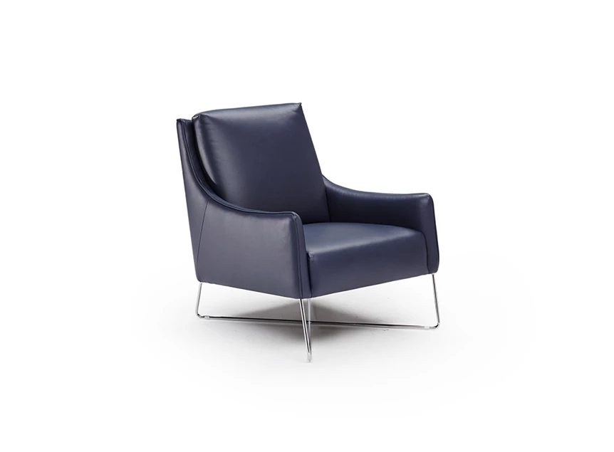 bijzetzetel Regina B903 fauteuil blauw leder gekruist onderstel natuzzi editions