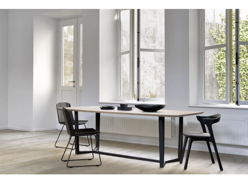 Oak Bok Black Dining Chair Grey Upholstery Ethnicraft Sfeer