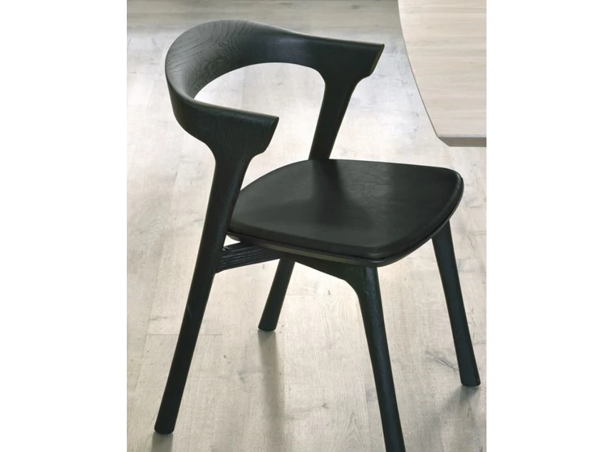 Oak Bok Black Dining Chair Black Leather Ethnicraft Sfeer
