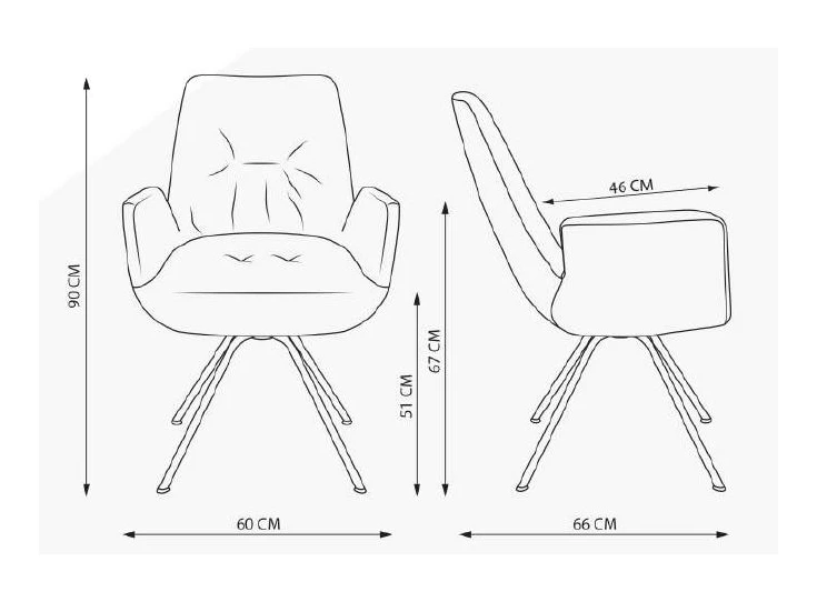 Technische fiche Armstoel Lody draaibaar