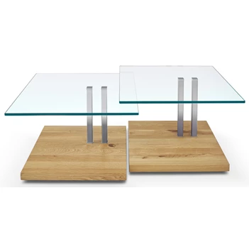 Salontafel Doppio K925 floatglass massief eik Ronald Schmitt