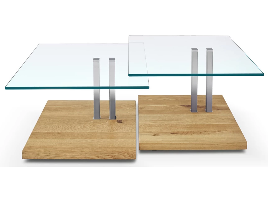 Salontafel Doppio K925 floatglass massief eik Ronald Schmitt