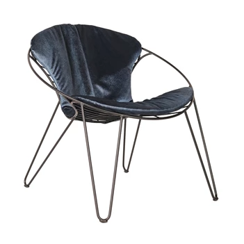 Low Chair Wire velvet blue Joli