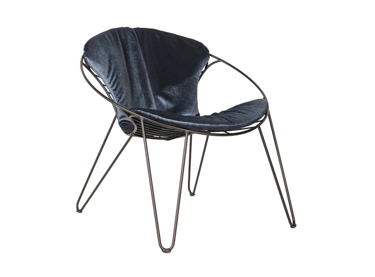 Low Chair Wire velvet blue Joli