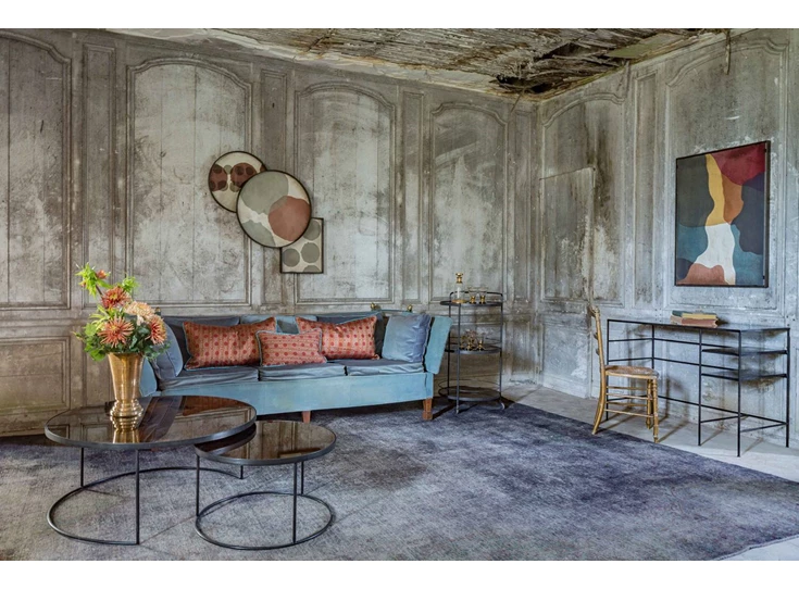 Ethnicraft schilderij Burgundy translucent silhouette sfeer