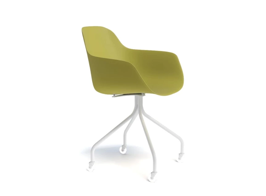 Stoel Bora op wieltjes PP kleuren Epoxy Perfecta Side/Front