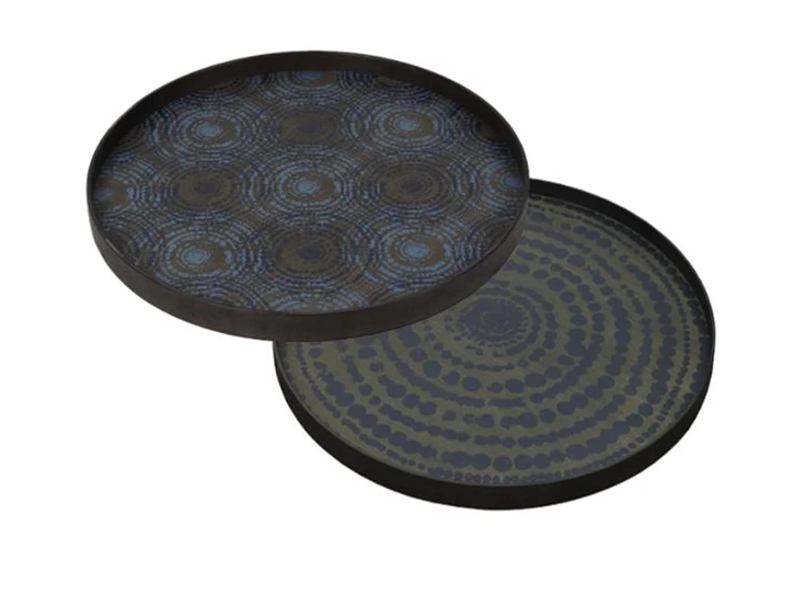 20449 Ethnicraft Midnight Beads Tray XL Ø92cm Duo